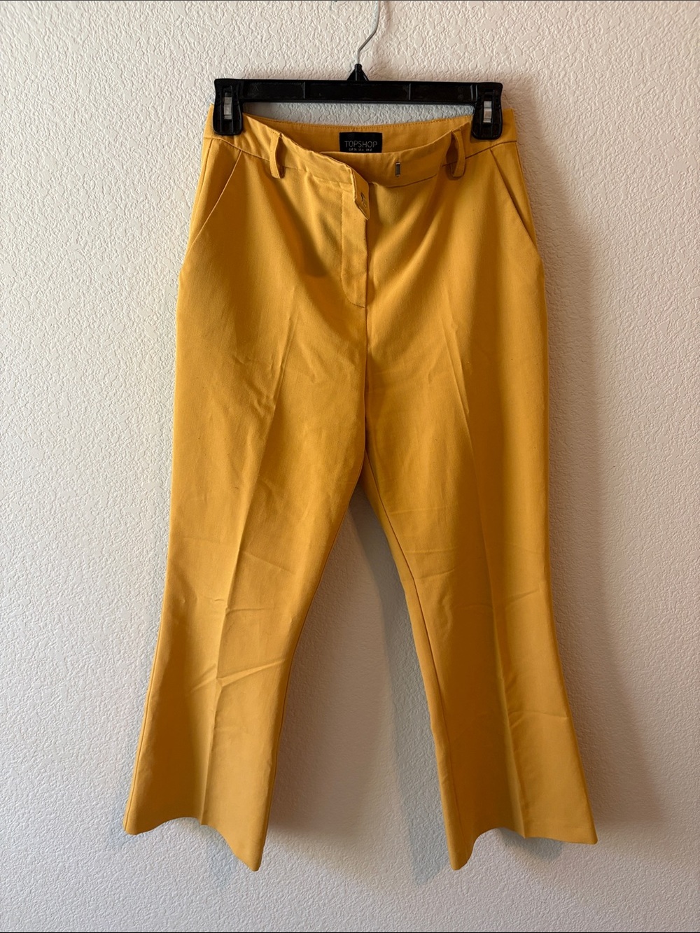 Topshop Yellow Cropped Flare Pants
